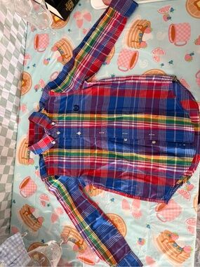 Chaps Multicolor Plaid Button-Down Shirt - Blue/Red/Green